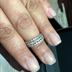 Sterling Silver Ring Trio of Bands CZ